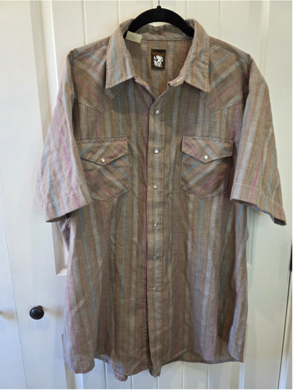 Karman Men's Size 17 1/2 Neck 2XL Vintage Western Pearl Snap SS Shirt BNWT